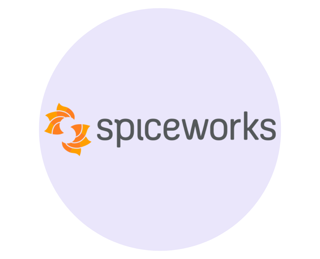 Lilac background with Spiceworks logo